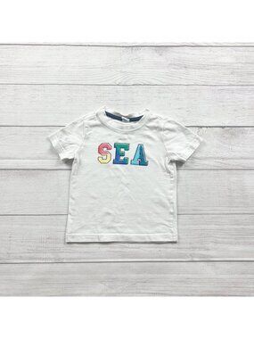 Janie And Jack SEA Graphic White Short Sleeve Toddler Tee 18-24 Months